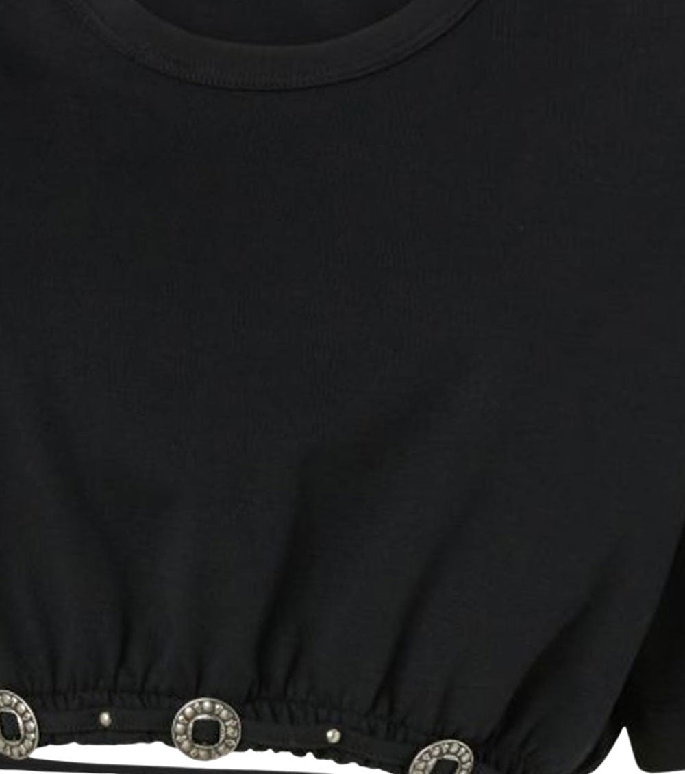 Black Solid Round Neck Top 3