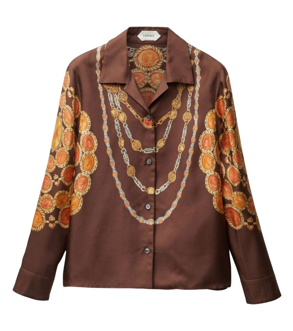 Brown Printed silk shirt 1