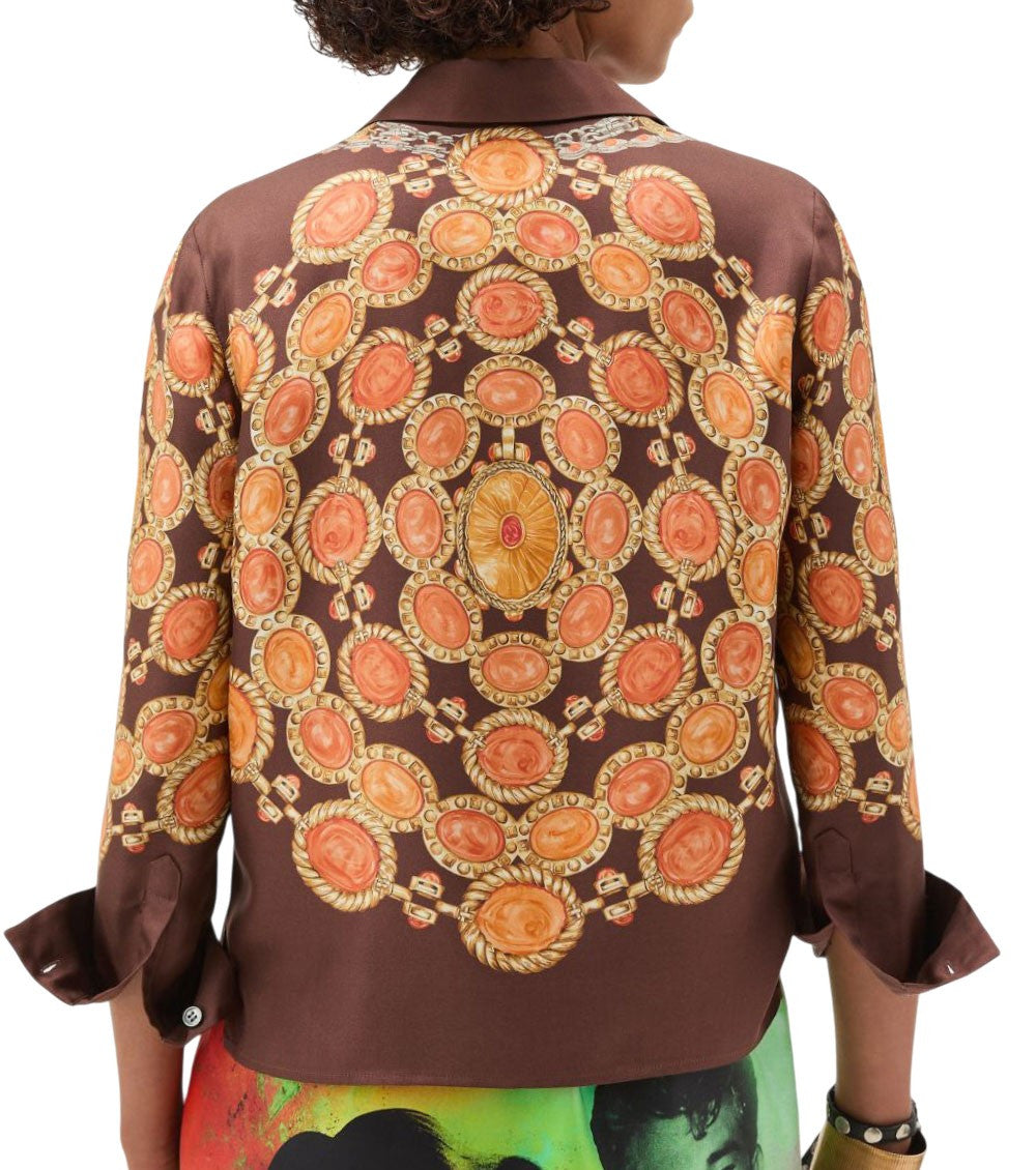 Brown Printed silk shirt 2