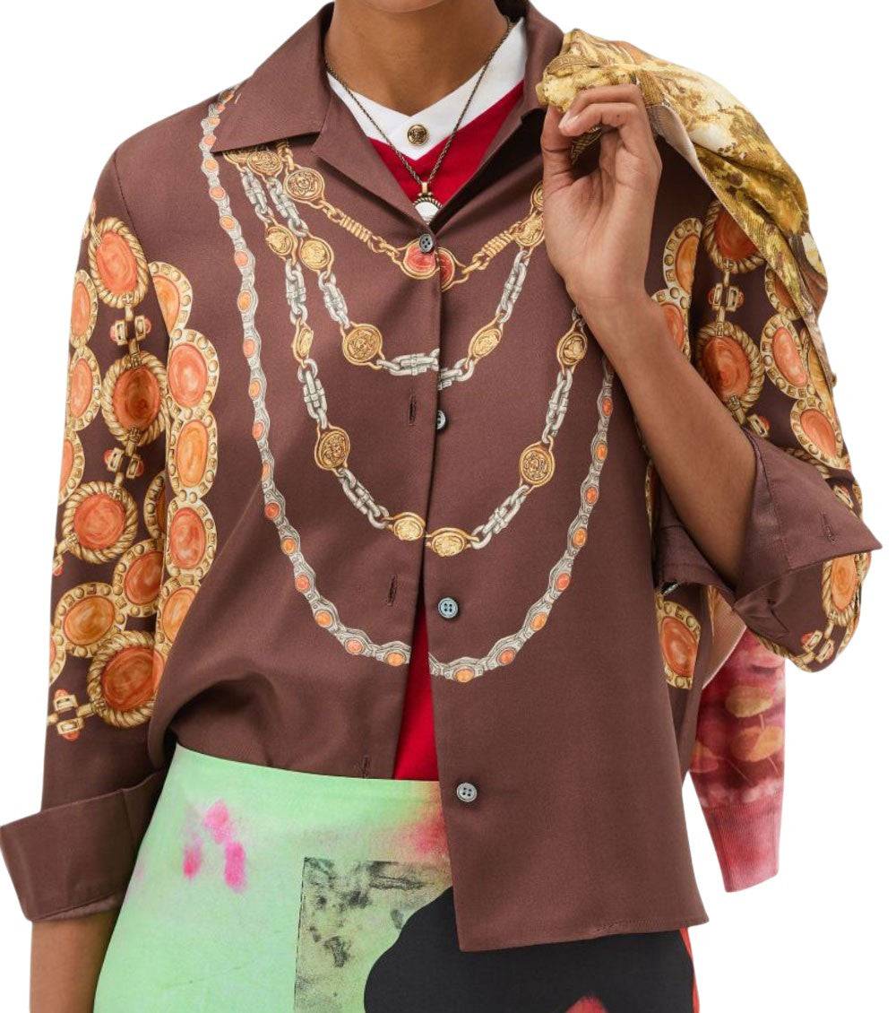 Brown Printed silk shirt 3