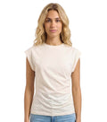 White Solid Crew Neck Top 1
