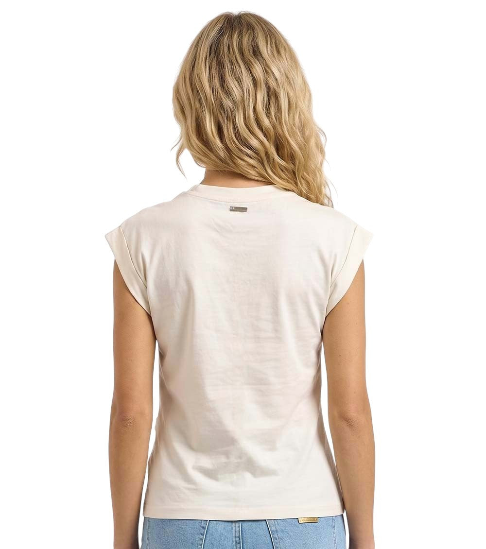 White Solid Crew Neck Top 2