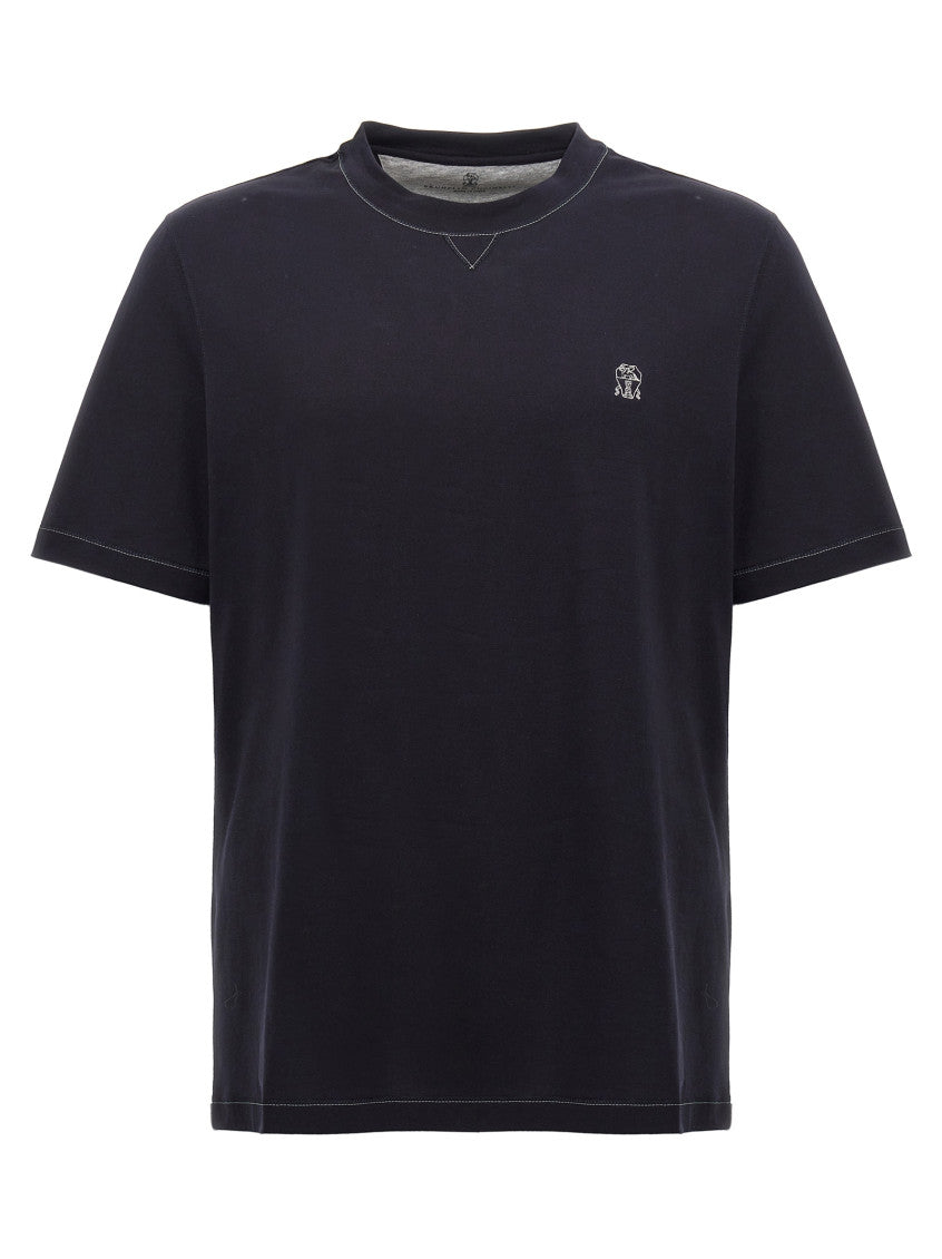 Navy Blue Logo Embroidery T-shirt 1