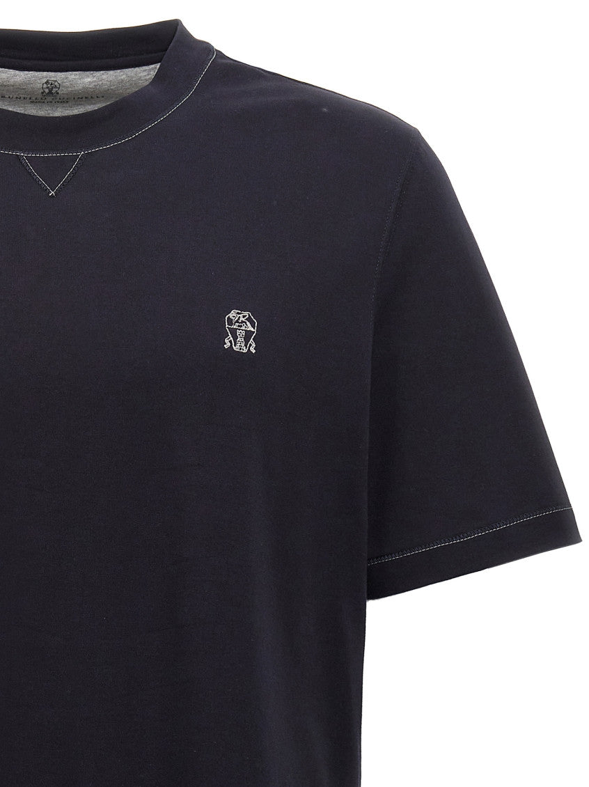 Navy Blue Logo Embroidery T-shirt 3