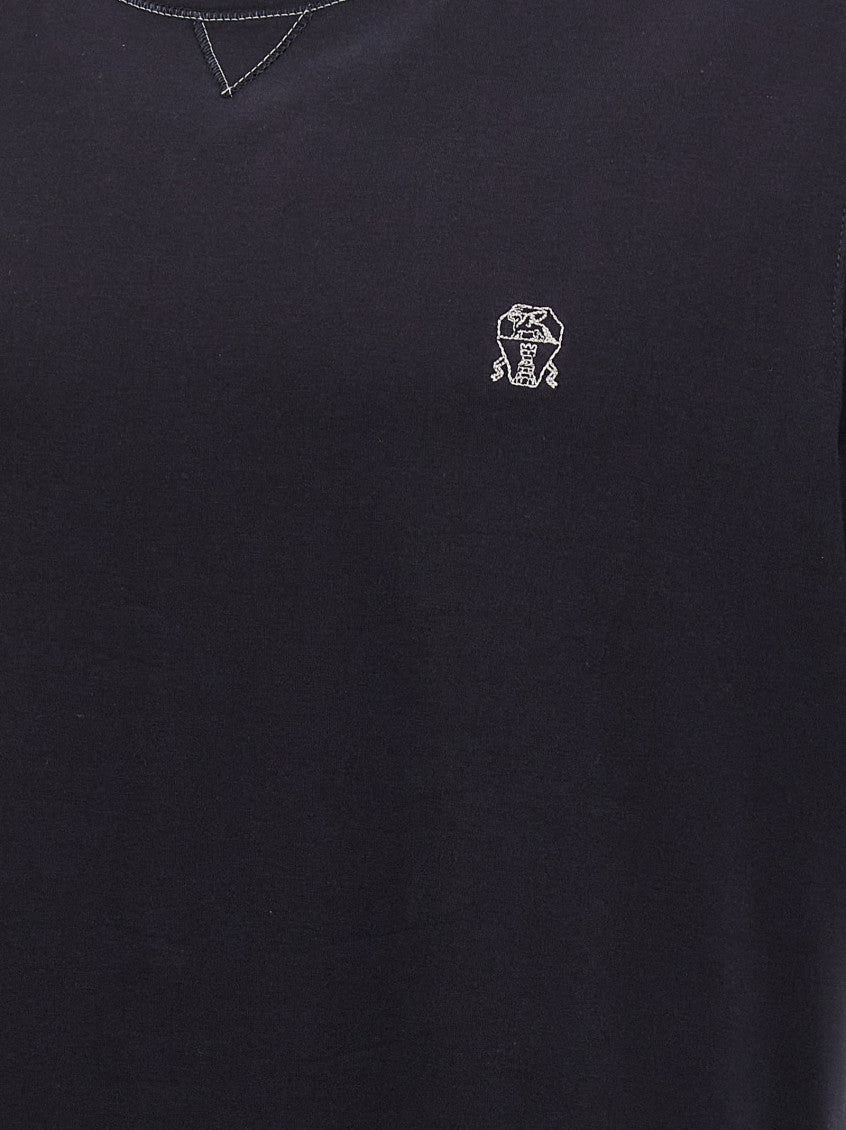 Navy Blue Logo Embroidery T-shirt 4
