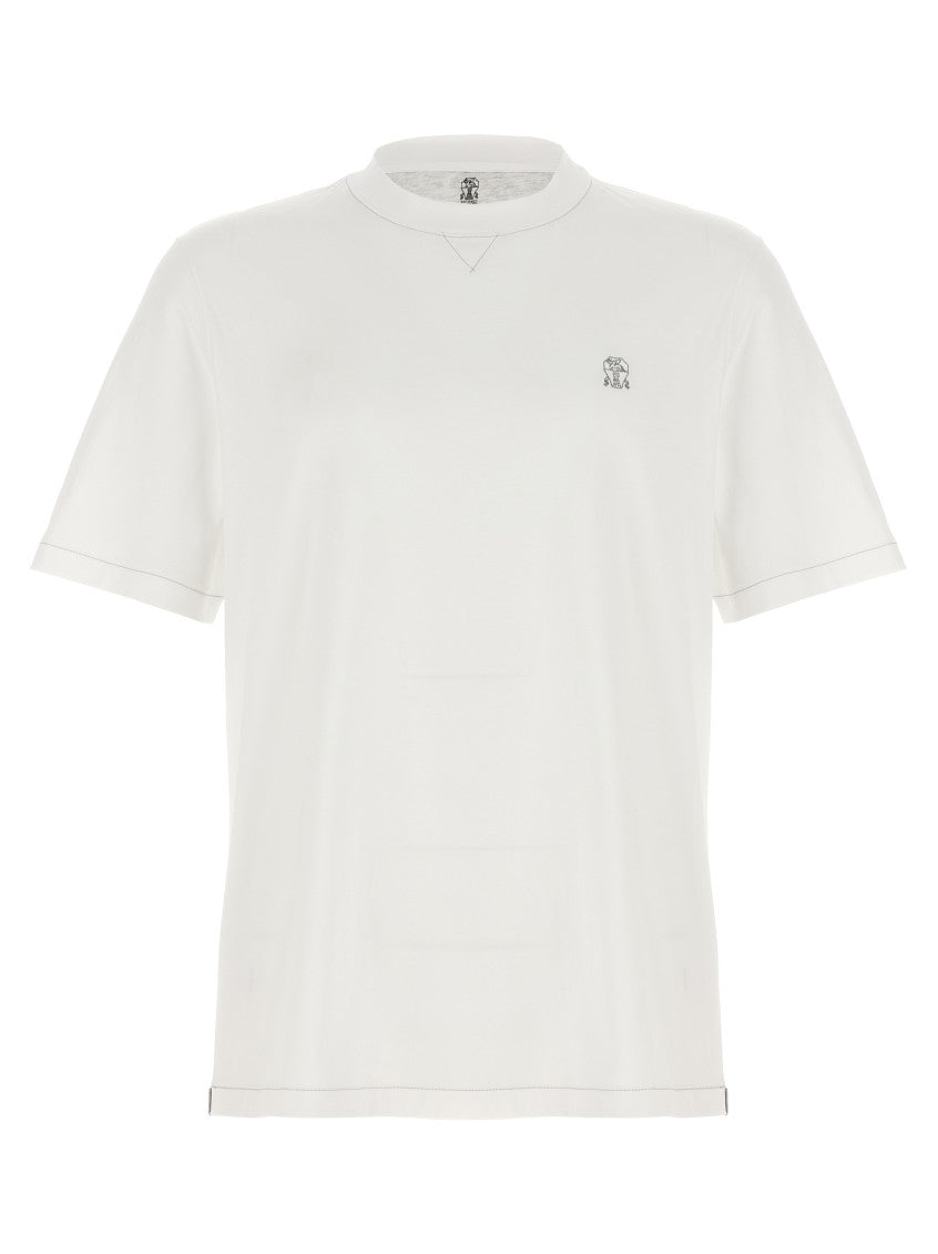 White Logo Embroidery T-shirt 1