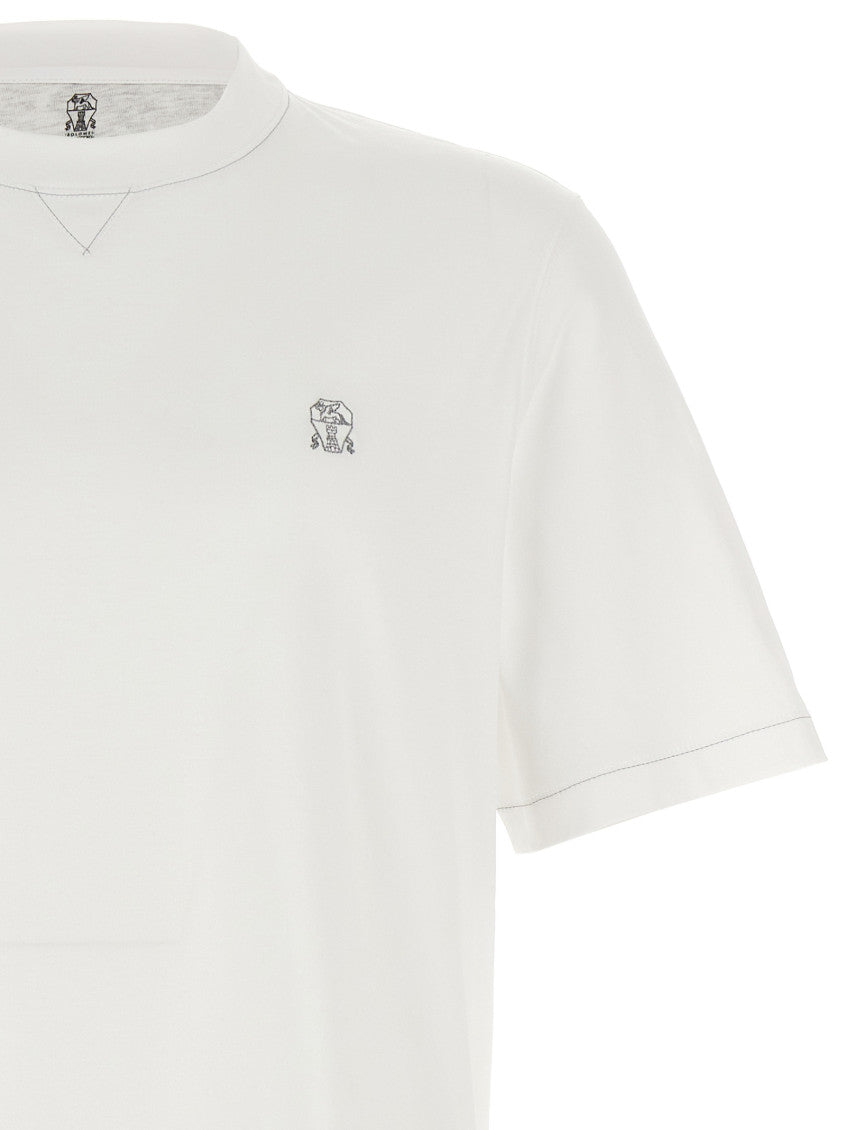 White Logo Embroidery T-shirt 3