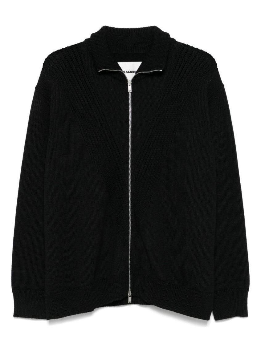 Black Wool sweather with zip up element 1