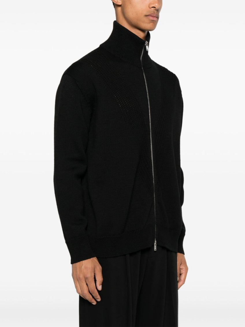 Black Wool sweather with zip up element 3