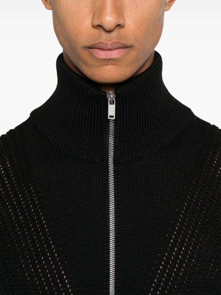 Black Wool sweather with zip up element 4
