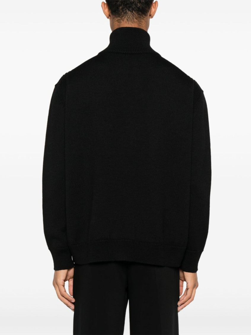 Black Wool sweather with zip up element 5