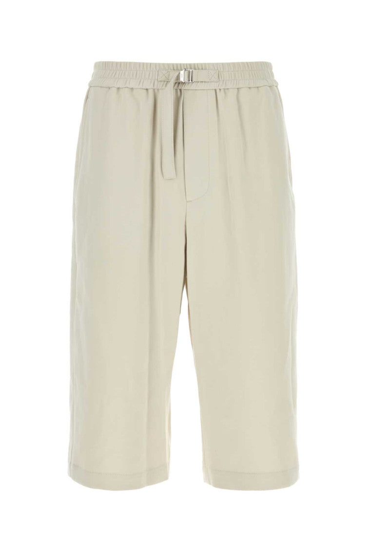 White Paris Logo Plaque Belted Shorts 1