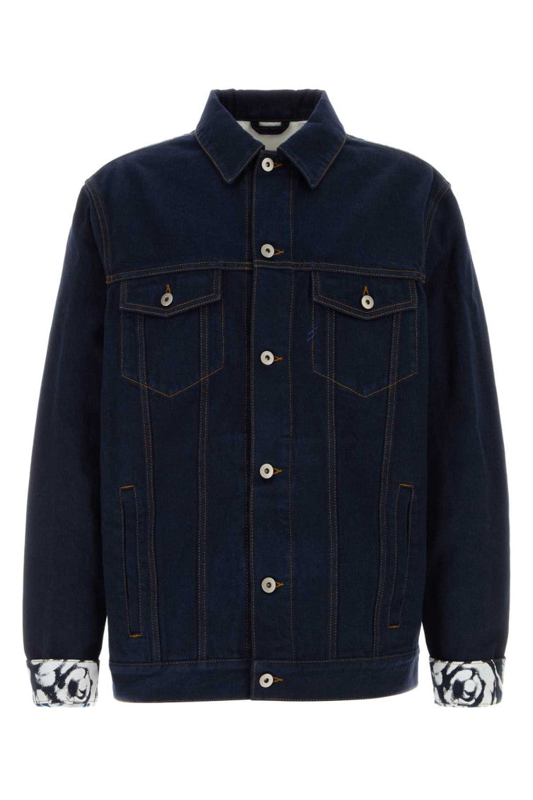 Navy Blue Logo-patch Cotton Denim Jacket 1