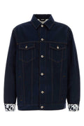 Navy Blue Logo-patch Cotton Denim Jacket 1