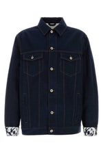 Navy Blue Logo-patch Cotton Denim Jacket 1