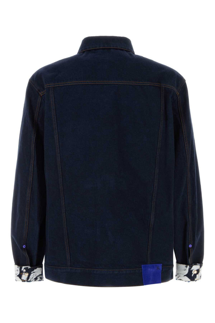 Navy Blue Logo-patch Cotton Denim Jacket 2