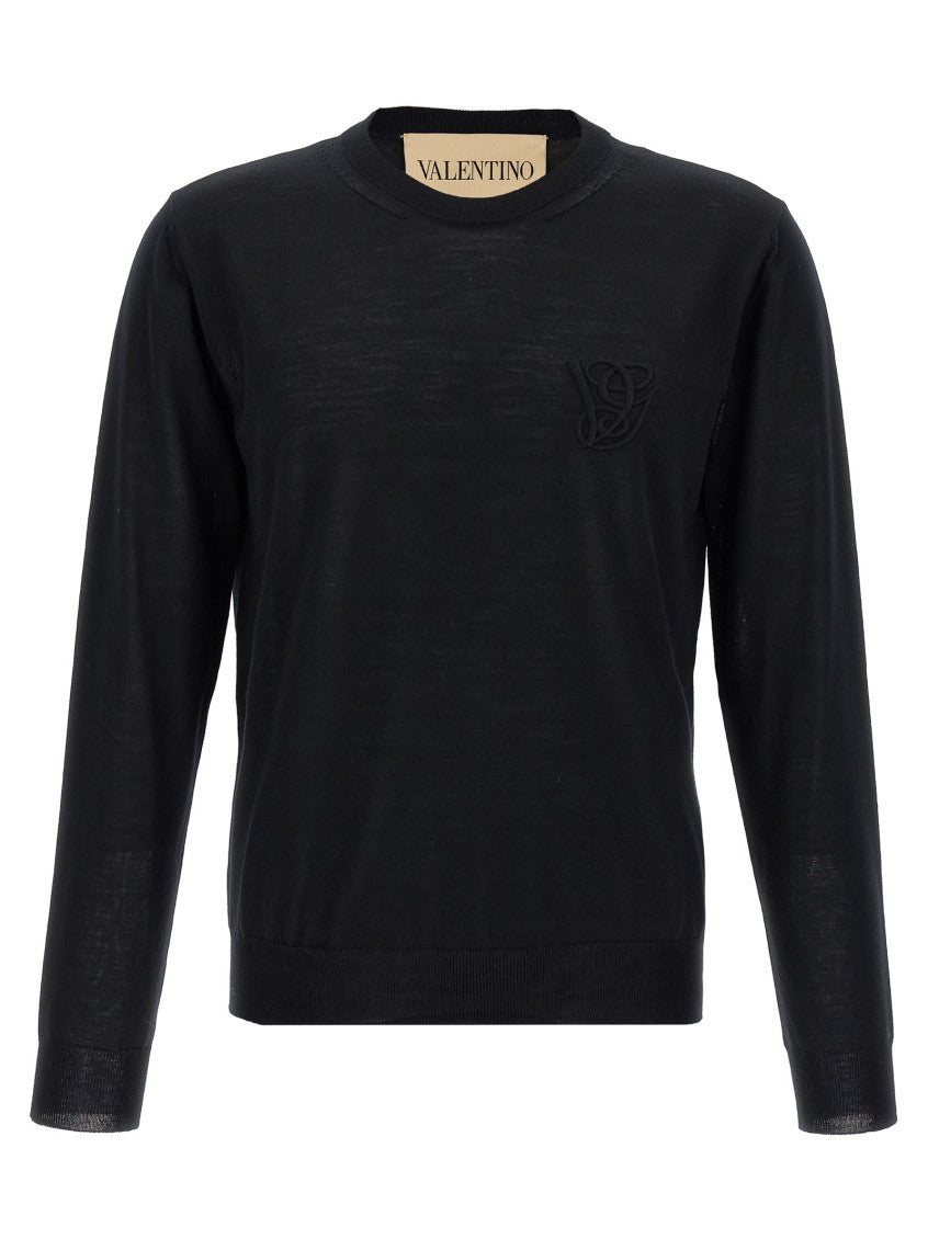Black Logo Embroidery Sweater 1