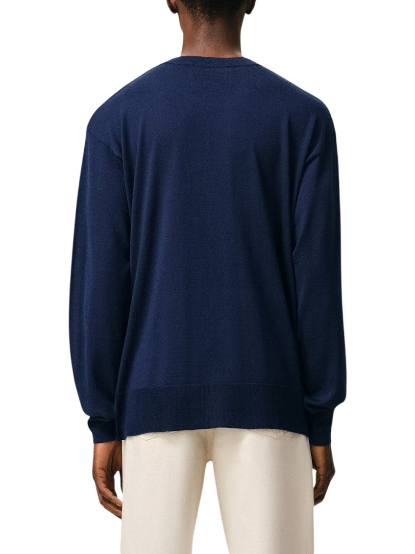 Navy Blue Solid Sweater 2