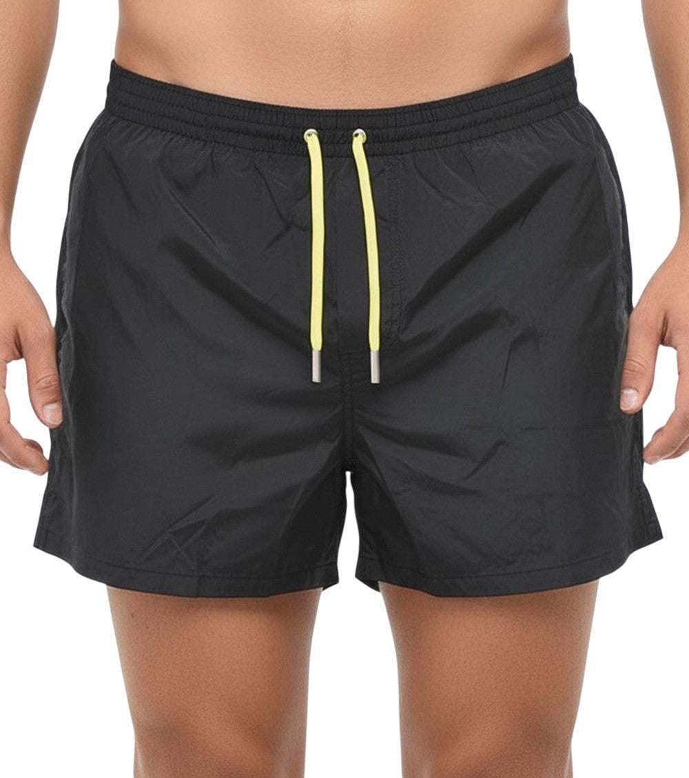 Black Solid Swim Shorts 1