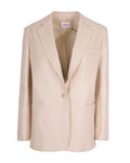 Beige Solid Notched Lapel Blazer 1