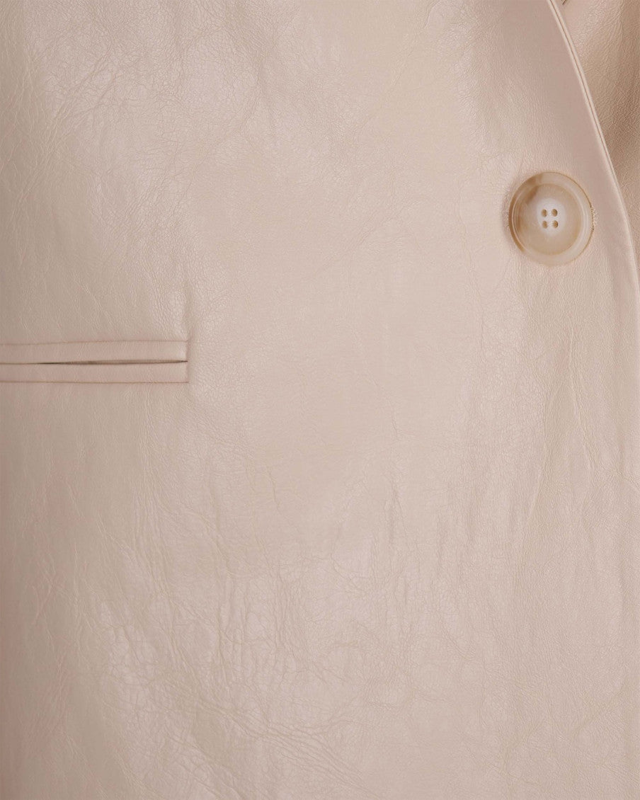 Beige Solid Notched Lapel Blazer 3