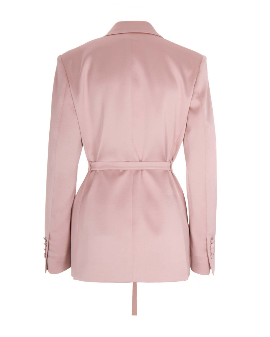 Pink Solid Notched Lapel Blazer 2