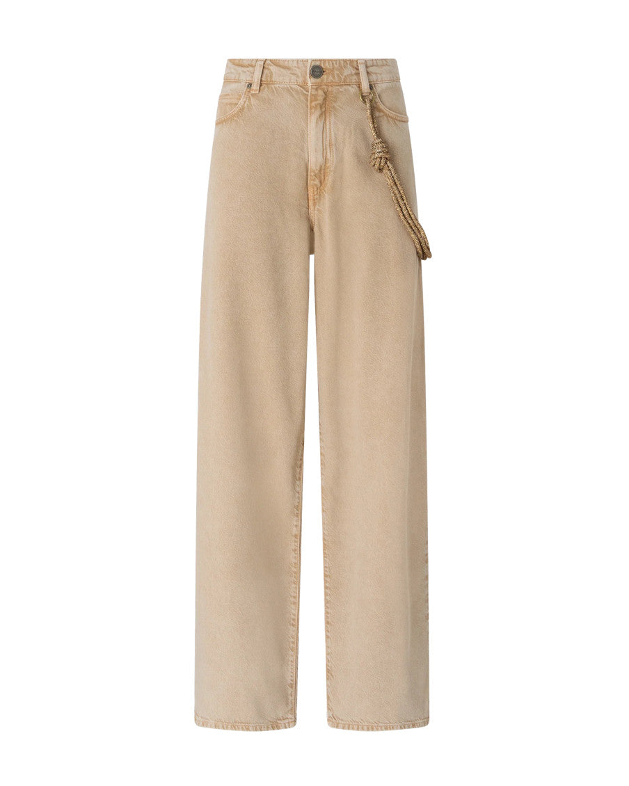 Beige Loose High Rise Jeans 1