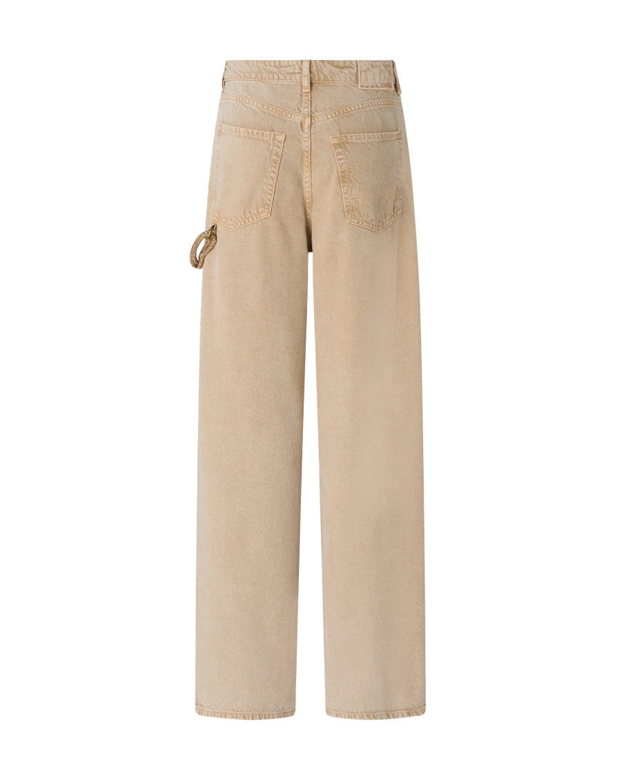 Beige Loose High Rise Jeans 2