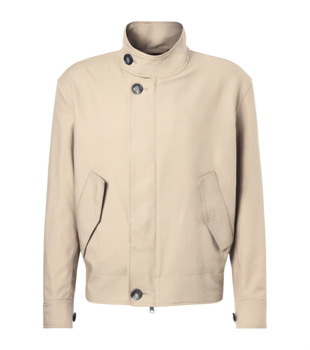 Beige Mock Collar Jacket 1