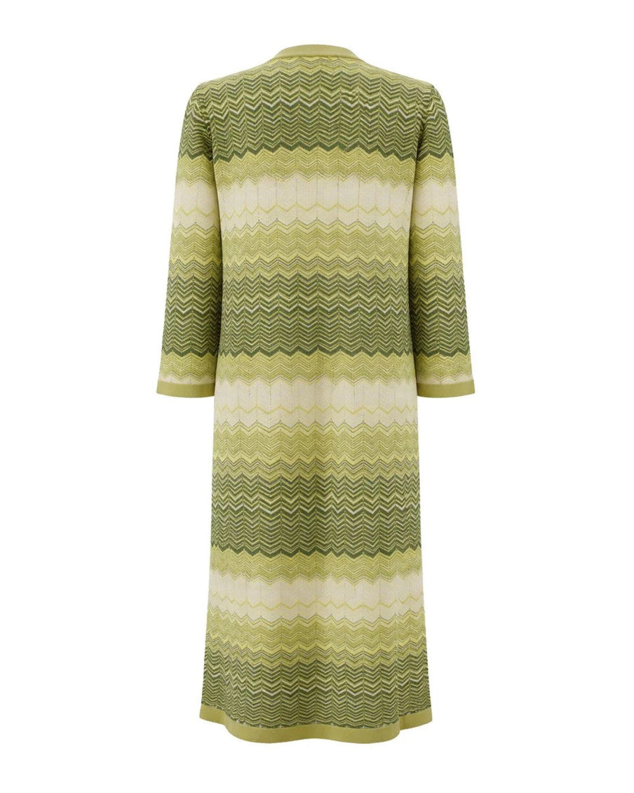 Green Chevron V Neck Cardigan 2