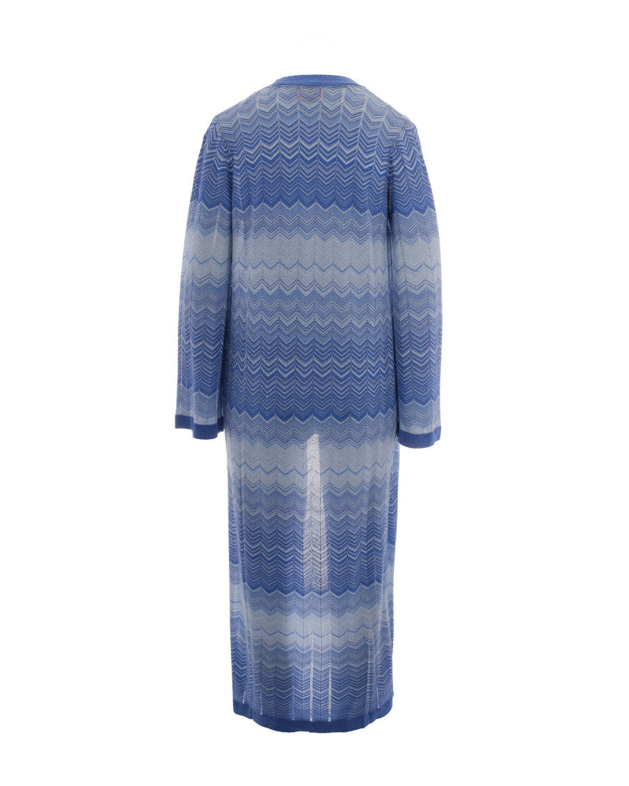 Blue Chevron V Neck Cardigan 2