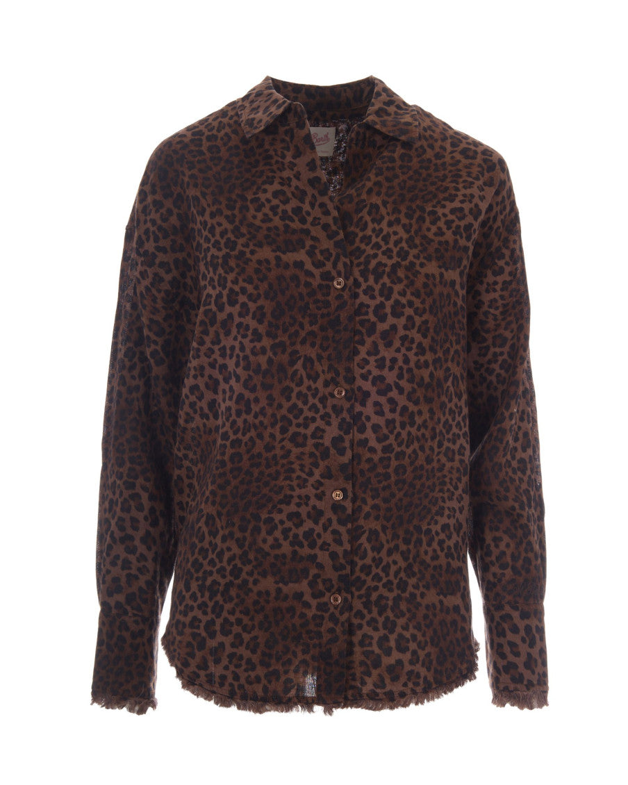 Brown Oversized Animal Print Shirt 1