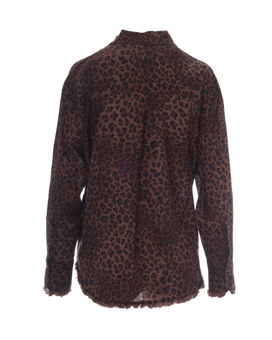 Brown Oversized Animal Print Shirt 2