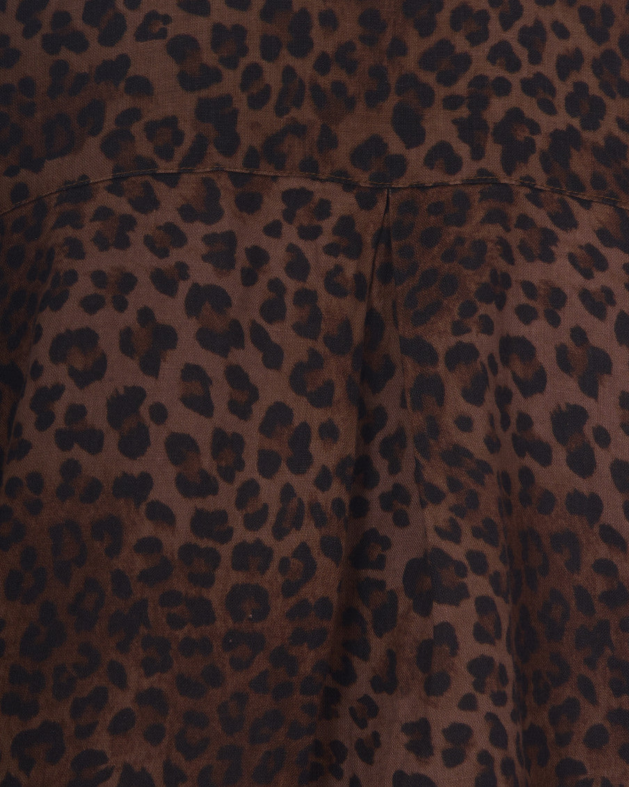 Brown Oversized Animal Print Shirt 3