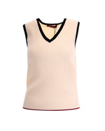 Off White Knitted V Neck Sweater 1
