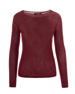 Red Solid Boat Neck Sweater 1