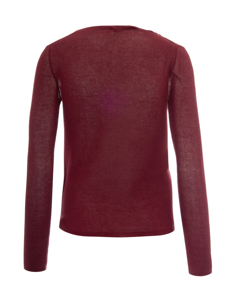Red Solid Boat Neck Sweater 2