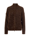 Brown Knitted Mock Collar Cardigan 1