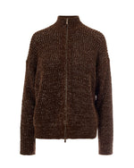Brown Knitted Mock Collar Cardigan 1