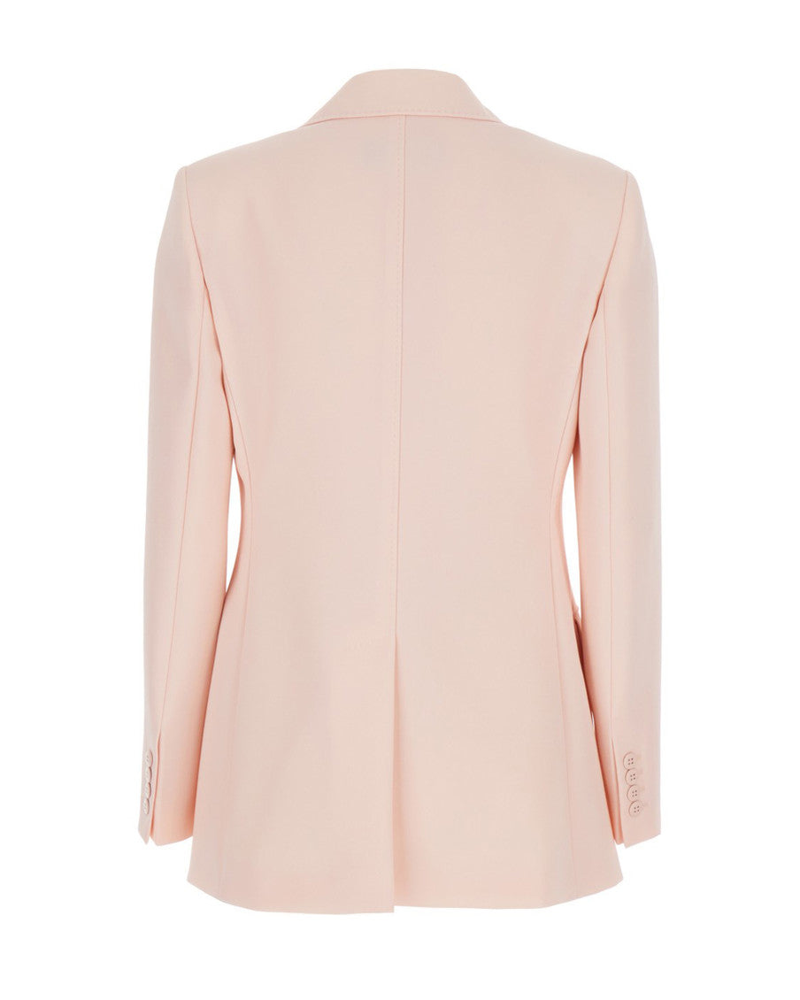 Pink Solid Peaked Lapel Blazer 2