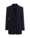 Blue Solid Notched Lapel Blazer 1