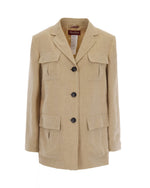 Beige Notched Lapel Blazer 1