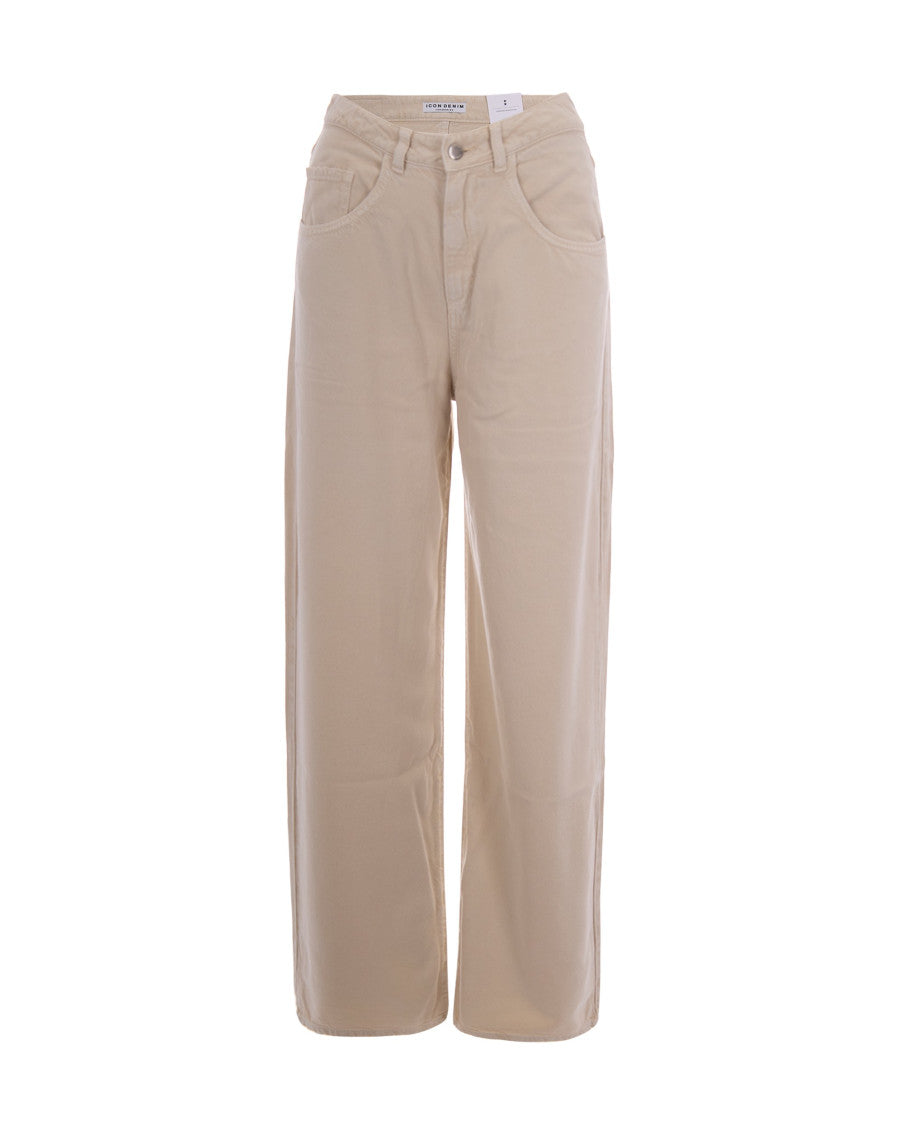 Beige Relaxed Mid Rise Jeans 1