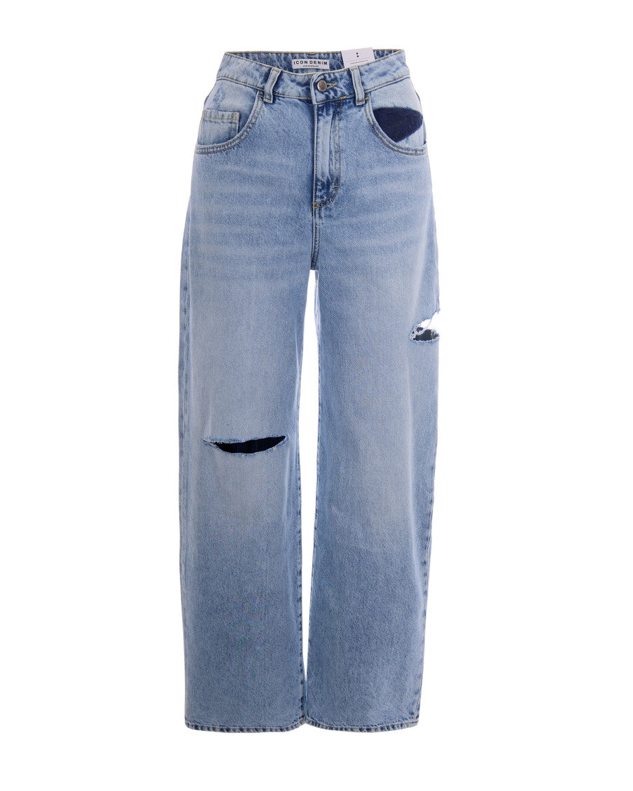 Blue Loose Mid Rise Jeans 1