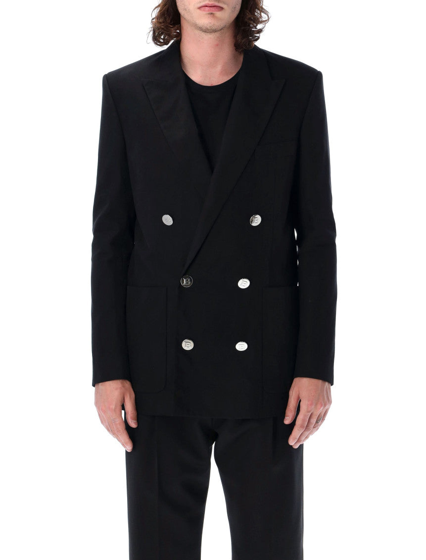 Black Peaked Lapel Blazer 1