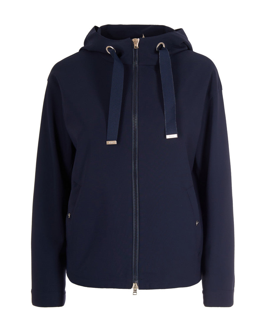 Blue Solid Hood Jacket 1