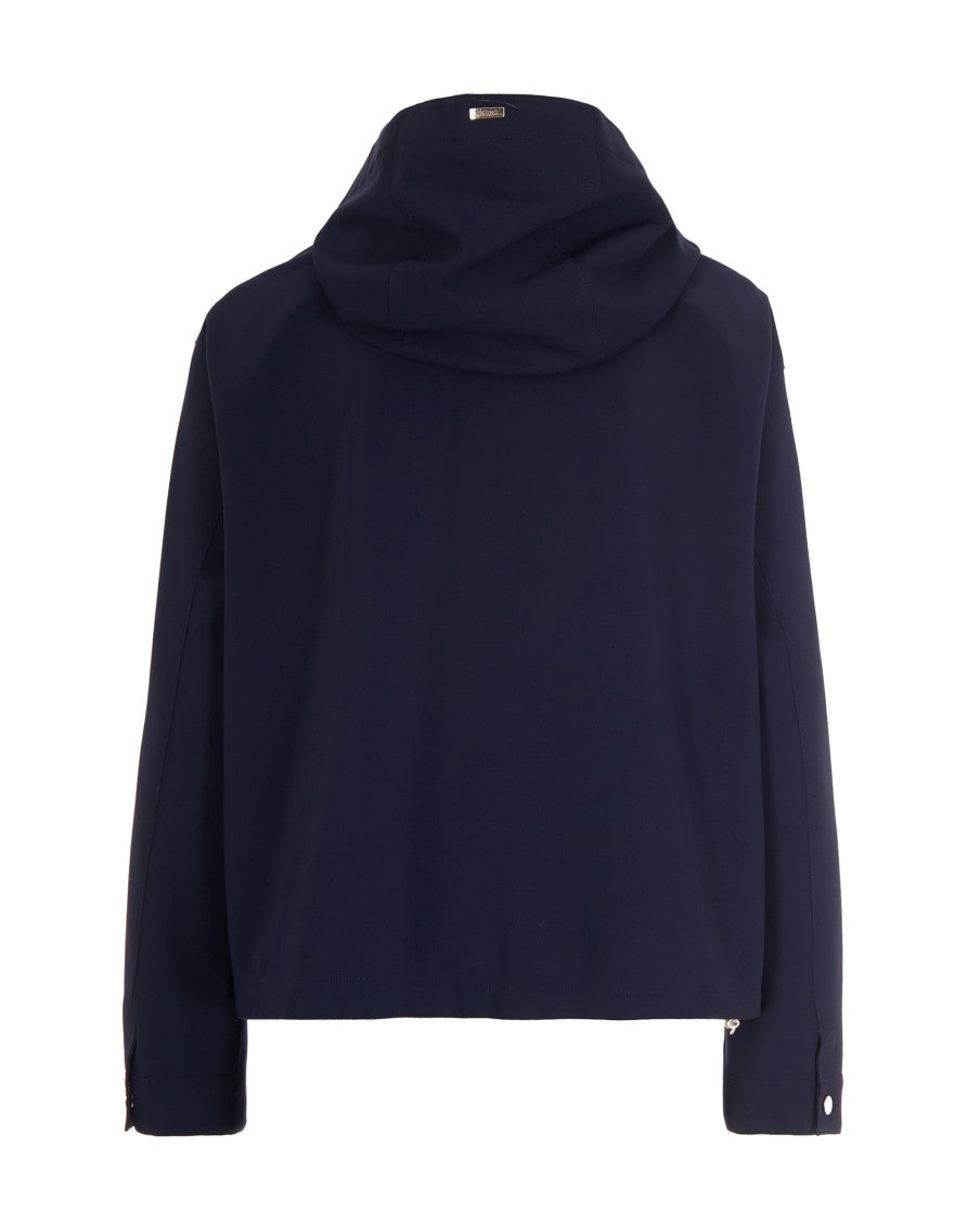 Blue Solid Hood Jacket 2