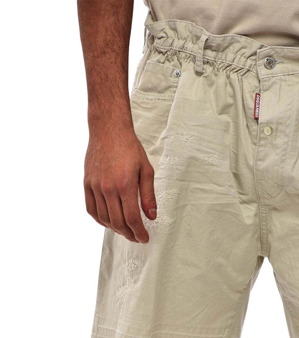 Beige Distressed Shorts 3