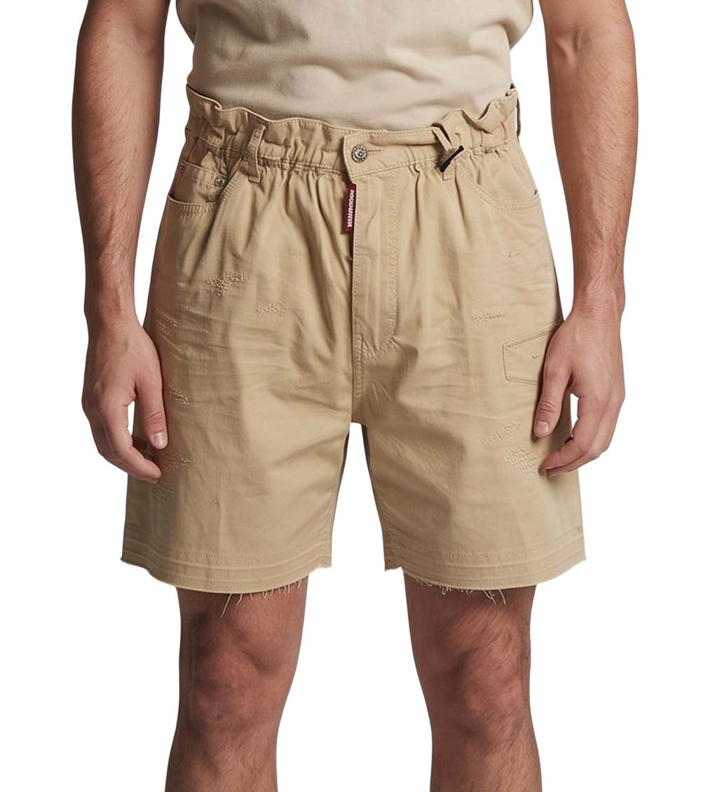 Beige Distressed Shorts 1