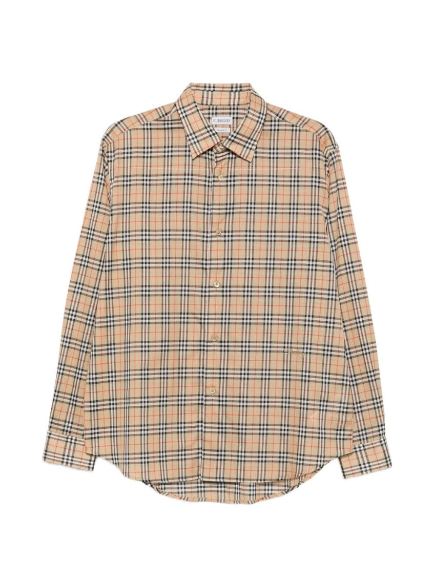 Beige Regular Check Shirt 1